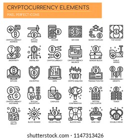 Cryptocurrency Elements , Thin Line and Pixel Perfect Icons