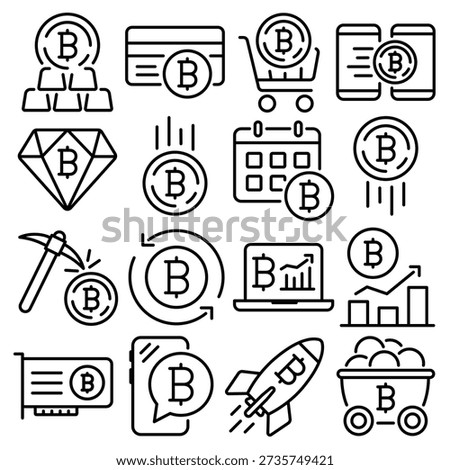 Cryptocurrency Essentials Icon Set Outline Style (Part 3)