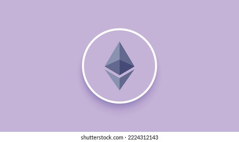 Kryptowährung Ethereum, ETH-Münzlogo auf isoliertem Hintergrund mit Kopienraum. 3D Vektorgrafik von Ethereum, ETH, Ether Icon Banner Design Konzept.