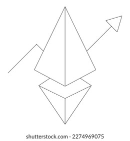 Cryptocurrency Ethereum line vector symbol for web sites and mobile apps, crypto financial blockchain technology online money coin