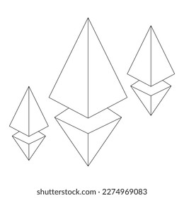 Cryptocurrency Ethereum line vector symbol for web sites and mobile apps, crypto financial blockchain technology online money coin