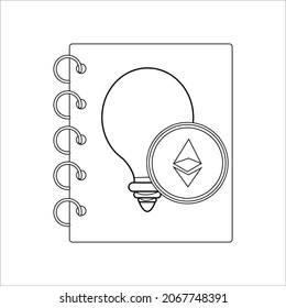ilustración de icono de línea de eterio de criptodivisa