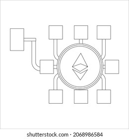 cryptocurrency etherium line icon illustration