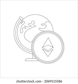 ilustración de icono de línea de eterio de criptodivisa