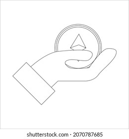 cryptocurrency etherium line icon illustration