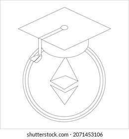 cryptocurrency etherium line icon illustration