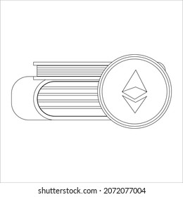 cryptocurrency etherium line icon illustration