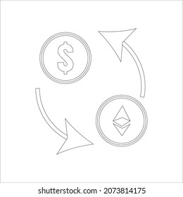 ilustración de icono de línea de eterio de criptodivisa