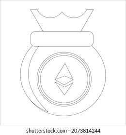 cryptocurrency etherium line icon illustration