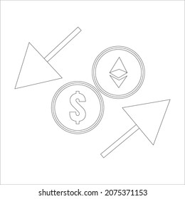cryptocurrency etherium line icon illustration
