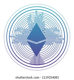 cryptocurrency etherum coin with circuit lines