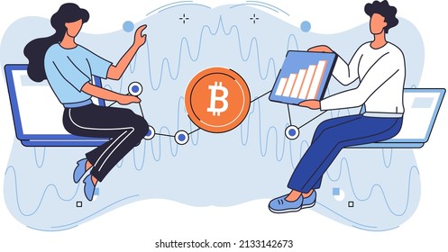 Cryptocurrency exchange and blockchain. Bitcoin mining, Modern commerce platform to trade digital virtual money, investment technology. Online money market, finance trading. Ecurrency transactions