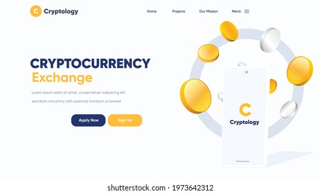 Cryptocurrency exchange and blockchain isometric composition. Good for landing page template and infographics vector illustration.