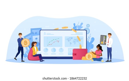 Cryptocurrency exchange. Blockchain technology, bitcoin, altcoins, cryptocurrency mining, finance, digital money market, cryptocoin wallet, crypto exchange Flat design vector illustration