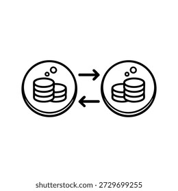 Icono de intercambio de criptomonedas Vector blanco y negro criptomoneda transferencia blockchain transacción ilustración
