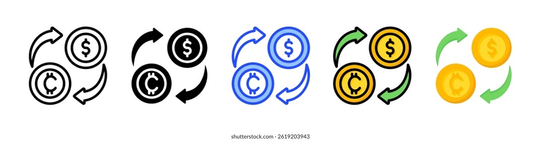 Cryptocurrency Exchange Icon Collection With Multiple Styles