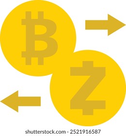 Icono o ilustración de intercambio de criptomonedas para plataformas de comercio digital