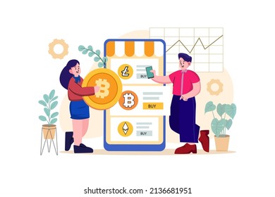 Cryptocurrency exchange Illustration concept. Flat illustration isolated on white background.