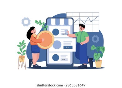 Cryptocurrency exchange Illustration concept on white background