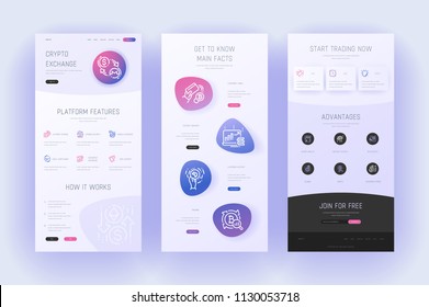 Cryptocurrency Exchange Landing page template. Template for website design.