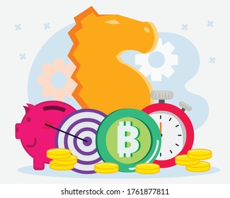 Cryptocurrency exchange strategy concept vector illustration 