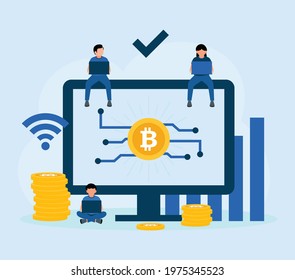 Cryptocurrency Exchange or trade crypto in flat design
