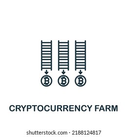 Icono de granja de criptodivisa. Icono monocromo sencillo de Criptodivisa para plantillas, diseño web e infografías