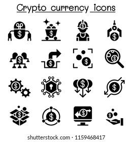 Cryptocurrency & Fintech icon set