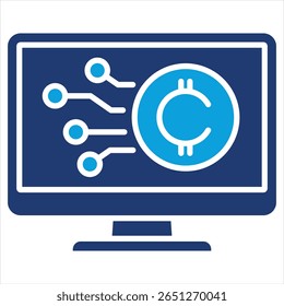 Ilustração do vetor do ícone azul plano da criptomoeda
