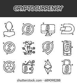Cryptocurrency flat icons set