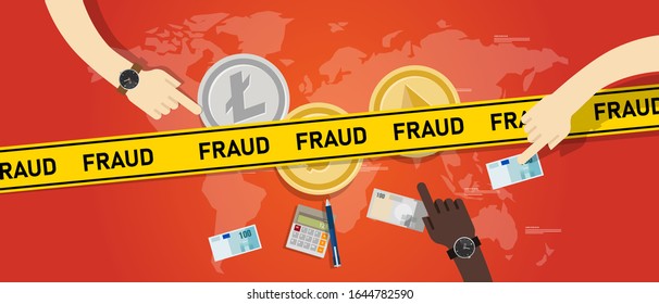 Cryptocurrency Fraud Investment Scam. Crypto Digital Money Transaction With Safety Risk 