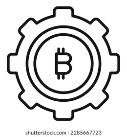 Cryptocurrency gear icon outline vector. Financial payment. Digital exchange