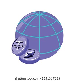 Icono de intercambio global de criptomonedas aislado