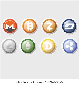 Cryptocurrency glossy logo icon pack