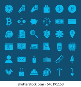 Cryptocurrency Glyphs Website Icons. Vector Set of Bitcoin Symbols.