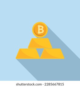 Vector plano del icono de barra de oro de criptodivisa. Dinero criptográfico. Evolución digital