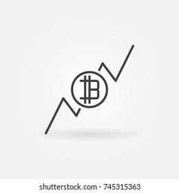 Cryptocurrency growing graph line icon. Vector digital money growth chart concept symbol