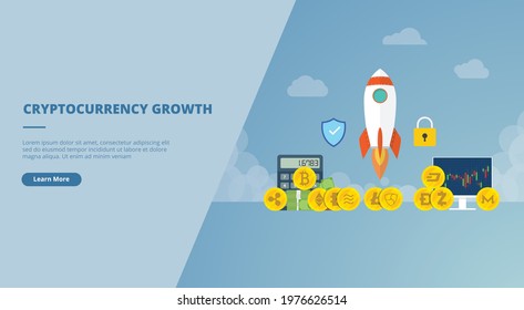 cryptocurrency growth expand for website design template banner or slide presentation cover