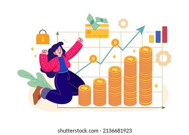 Cryptocurrency growth Illustration concept. Flat illustration isolated on white background.