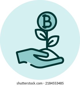 Cryptocurrency growth, ilustración, vector en un fondo blanco.