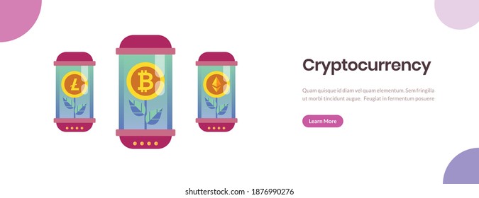 Cryptocurrency development en las cápsulas. Bitcoin de moneda digital popular, litecoin, concepto de etherum ilustración vectorial plana con espacio de copia editable