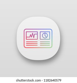 Cryptocurrency hashrate app icon. UI/UX user interface. Mining distribution. Crypto business statistics. Data analyzing. Statistics. Web or mobile application. Vector isolated illustration