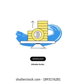 Icono de criptodivisa. Concepto de crecimiento de bitcoin. fondo de concepto de moneda virtual de dinero. Tecnología de bloqueo de monedas de bitcoin de oro para moneda cripto. Dinero digital. gráfico de ingresos con bitcoin