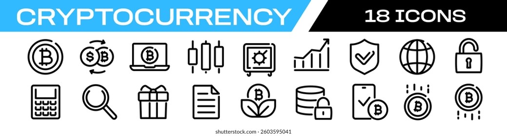cryptocurrency icon. Blockchain icon set