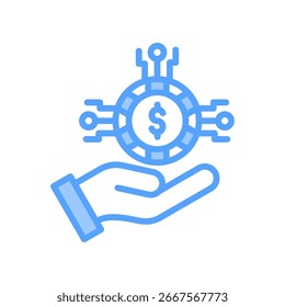 Icono de criptomoneda azul Ilustración vectorial