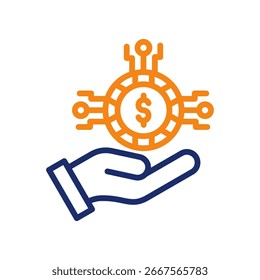 Ilustración vectorial de línea de color de icono de criptomoneda