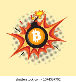 Cryptocurrency icon with  comic style :Bitcoin
