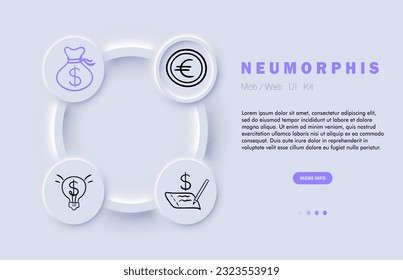 Cryptocurrency Icon. Digital currency, blockchain technology, decentralized, secure transactions. Neomorphism. Vector line icon