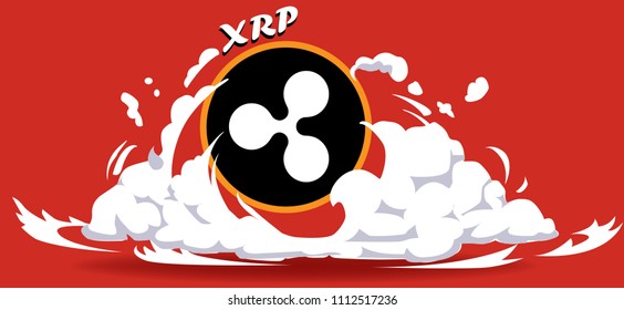 Cryptocurrency icon with hero comic style on warm red background:XRP icon