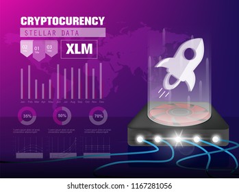 Cryptocurrency icon with info graphic digital style on modern background:XLM icon